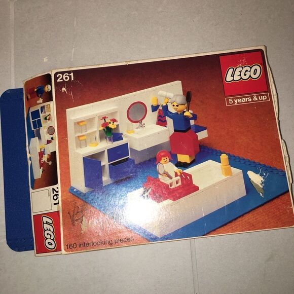 1970’s Vintage Lego Blocks set 261 Bathroom - used damaged box old Deadstock - Picture 4 of 9